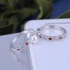 925 silver women rings set with garnet CZ and bezel setting 