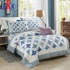 Bedding Quilt Set Floral Patchwork 100% Cotton Reversible Coverlet, Bedspread