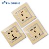 K8 Stainless/ Acrylic/ PC /Glass Silver and Golden Euro BS Standard Wall Electric 2P+E Socket Outlet and Square/Circle Switch 250V