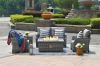 5 Pieces Outdoor Grey Wicker Patio Coversation Set with Firetable Pit 