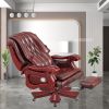 solid wood office chair with footrest