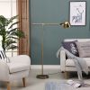 LED Light Adjustable Arm Task LED Metal Floor Lamp, Brass Gold Finish, Height Adjustable