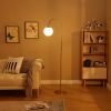 LED Light Metal Floor Lamp, Classic Design Frosted White Globe Glass Shade Standing Downlight Light