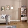 LED Light Metal Floor Lamp, Classic Design Frosted White Globe Glass Shade Standing Downlight Light