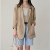 Nomikuma Cotton Linen Blazer Women 2021 New Arrival Ropa Mujer Solid Color Single Button Long Sleeve Jackets Casual All-match