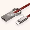 Zinc alloy braided USB data cable Ring creative data cable fastcharger