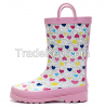 Waterproof printed comfortable rubber sole for kids rain boots