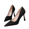 New Women Pumps Glitter Crystal High Heels for Women Shoes Gold Black Elegant Wedding Chunky Female Stiletto