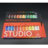 Art Supplies Craft Artist Quality Acrylic Paint Set 24 Colors Rich Pigments for Painting Canvas Fabric