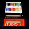 Vivid professional good coverage 24 colors non-toxic 12ml acrylic paint packed with Aluminum tube for artists