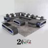 Direct Sell Modern Style Leisure Living Room Couch Furniture European Home Genuine Leather Sofa with LED Lights