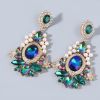 Fashion trend Earrings alloy diamond inlaid pearl geometric earrings earrings women's European and American party Earrings