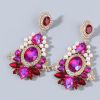 Fashion trend Earrings alloy diamond inlaid pearl geometric earrings earrings women's European and American party Earrings