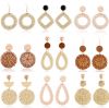 Amazon hot cross-border pop retro exaggerated Earrings bamboo and rattan hand woven Earrings national style rattan Earrings