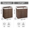 Handwoven Synthetic Rattan Laundry Basket with Liner
