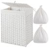 Handwoven Synthetic Rattan Laundry Basket with Liner