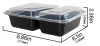 High Standard 30oz Rectangle bring out 2 compartment food container plastic disposable lunch box