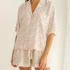 Ladies bamboo viscose short sleeve print shirt and short sleepwear nightwear