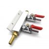 Aluminum 2 Way CO2 Distribution Manifold with Barb Check Valve for Beer Air Distributor Homebrewing