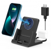 PS508. Desktop 4-in-one wireless charger, support mobile phone / Bluetooth headset that charging. Digital clock, timing alarm clock. Functional function, elegant classic.