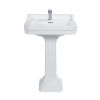 Bathroom rectangle glassy white ceramic sanitary ware hot selling pedestal sink