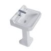 Bathroom rectangle glassy white ceramic sanitary ware hot selling pedestal sink