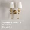 E14 bulbs linen clothing cover hotel Home Bedside Nordic Indoor Modern brass copper fabric lampshade Sconce Wall Lamp LED Crystal Wall Light