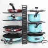 Kitchen Cabinet Pantry Pot Lid Holder Height Adjustable Pan &amp; Pot Rack Organize 4-tire Iron Wire Rack