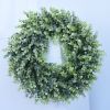 Natural Garland Front Door Wreaths Artificial Green Leaves Wreath 16" Boxwood Wreath For Christmas Hanging Wall Window Party