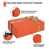 Packaging Box Foldable Orange Cardboard Paper Gift Box Magnetic Rigid Packaging Box with Ribbon