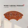 Customizable new Chinese wood carving pendant fan-shaped wall decoration wood carving painting camphor wood carving crafts background wall hanging wall