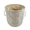 Foldable and Convenient Office Storage Box, Large Storage Bag with Hemp Rope Handle Original Ecological Linen Large Round Bucket 16x15Inch