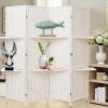 4Panel  Wicker Room Divider With Display Shelf    Foldable Room Divider