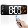  Digital Wall Clock,16.2 Inch Large Digital Wall Clock,LED Digital Wall Clock Large Display with Remote Control,Automatic Brightness Digital Alarm Clock with Indoor Temperature,Date,Week