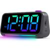 Digital Alarm Clock,LED Colorful Small Desk Clocks, with RGB Night Light,USB Charger Port,Adjustable Brightness/Volume, for Kids Boys Girls Teens Adult Bedroom Decor - Grey