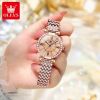 OLEVS 9942 Fashion Gilded Women Watches Jewelry Set Classic Rome Luxury Wristwatch Full Diamond Quartz women  Set Watch