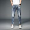 High Street Wash Patchwork Print Jeans Vintage Loose Denim Trousers Custom Men Baggy Flare Jeans