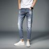 100% Cotton Men Loose Fit Jeans Blue Washed Classic Five Pocket Style Men Jeans