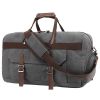Travel Duffle Bag for Men and Women Thick Leather Canvas Weekender Bag Travel Overnight Carry On Bag with Large Capacity, Shoes Compartment