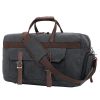 Travel Duffle Bag for Men and Women Thick Leather Canvas Weekender Bag Travel Overnight Carry On Bag with Large Capacity, Shoes Compartment