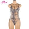 R81026 Available Custom Logo Embroidery Floral Transparent Wholesale Erotic High Quality Sexy Mature Women Plus Size Lingerie Bodysuits