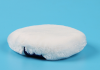 High quality japan flocked  Soft Fluffy Makeup Loose Powder Puff Air Cushion Cosmetic Loose Powder white Fluffy Puff With Satin Ribbon