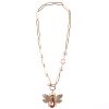 Classic Simple T/O Bar Long Link Necklace With Spider Pendant Choker Jewelry For Woman