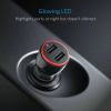 USB Car Charger Glowing LED  fast charge  Mini Car charger 4.8A mobile charger Car Lighter