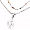 2021 creative cactus pendant double-layer stainless steel oil dripping chain design clavicle Necklace