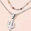 2021 creative cactus pendant double-layer stainless steel oil dripping chain design clavicle Necklace