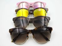 Retro Round Sunglasses flash lens for women