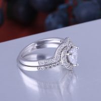 925 Sterling Silver Wedding And Engagement Rings And Bands Set