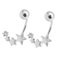 Women's Silver Screw Studs Earring Five Star And Ball Plug Earrings