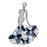 925 Sterling Silver Brooches With Top Cz And White Rhodium Plated